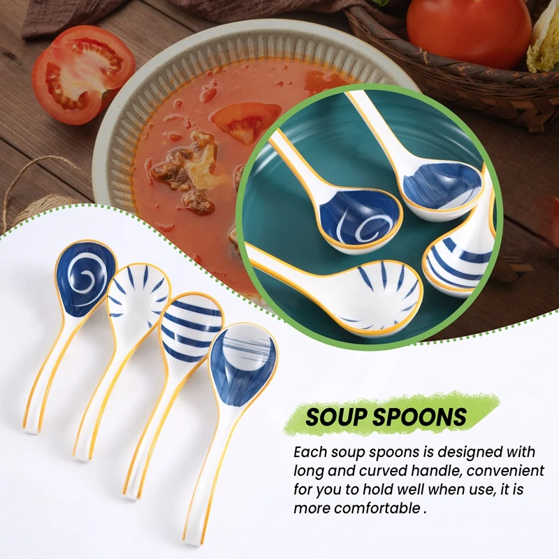 Керамические ложки для супа набор японских суповых ложок с длинной ручкой