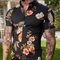 2022 summer new mens shirts retro loose hawaiian short sleeve casual lapel print henry ethnic harajuku style fashion button top