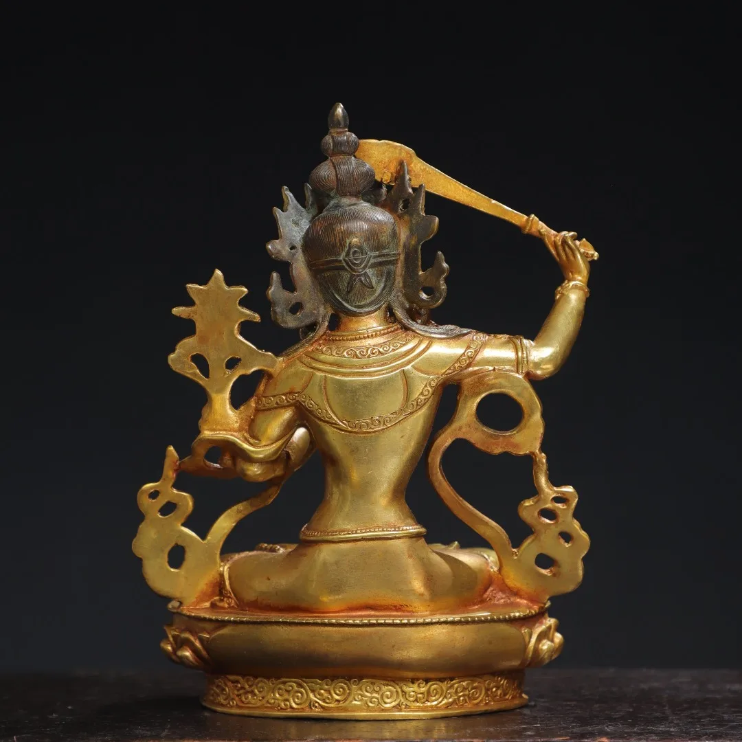 8-дюймовая коллекция тибетского храма старая бронза киноварь позолоченная