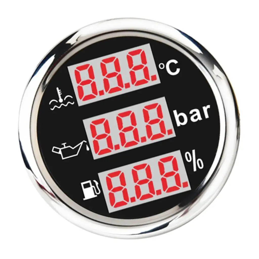 

Multifunction Marine Water Temp Fuel Level Oil Pressure Gauge 52mm/2''