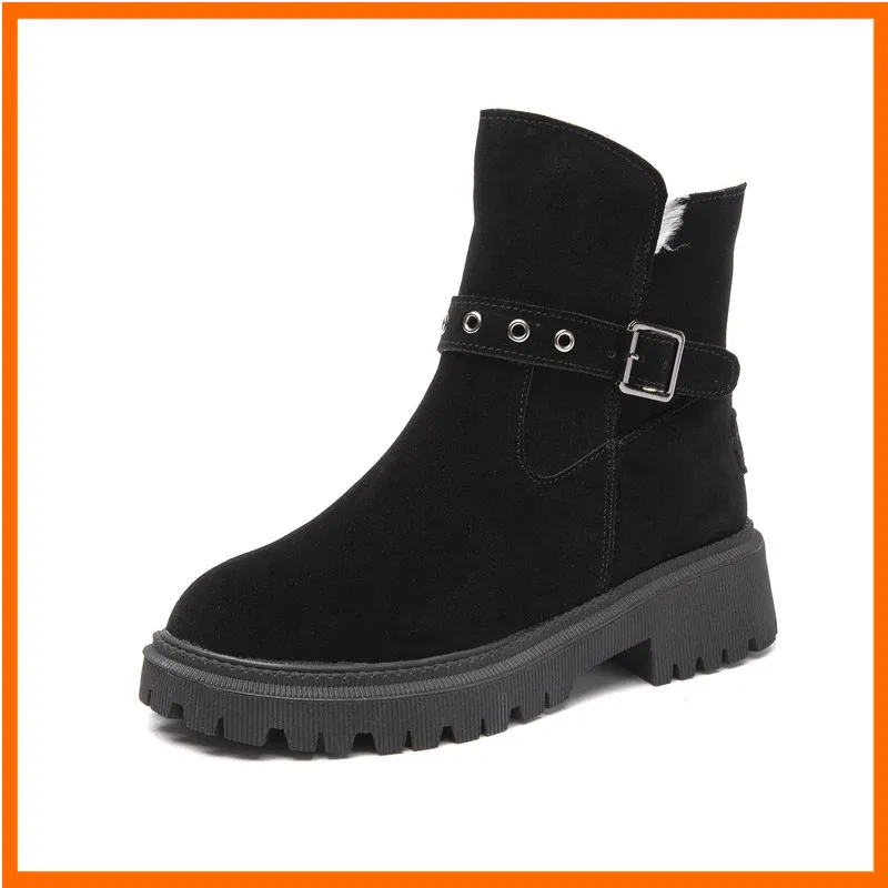 

Women Snow Boots Suede Genuinen Leather New Large Size Thick Warm Woman Winter Boots Casual Women's Ankle Boots
