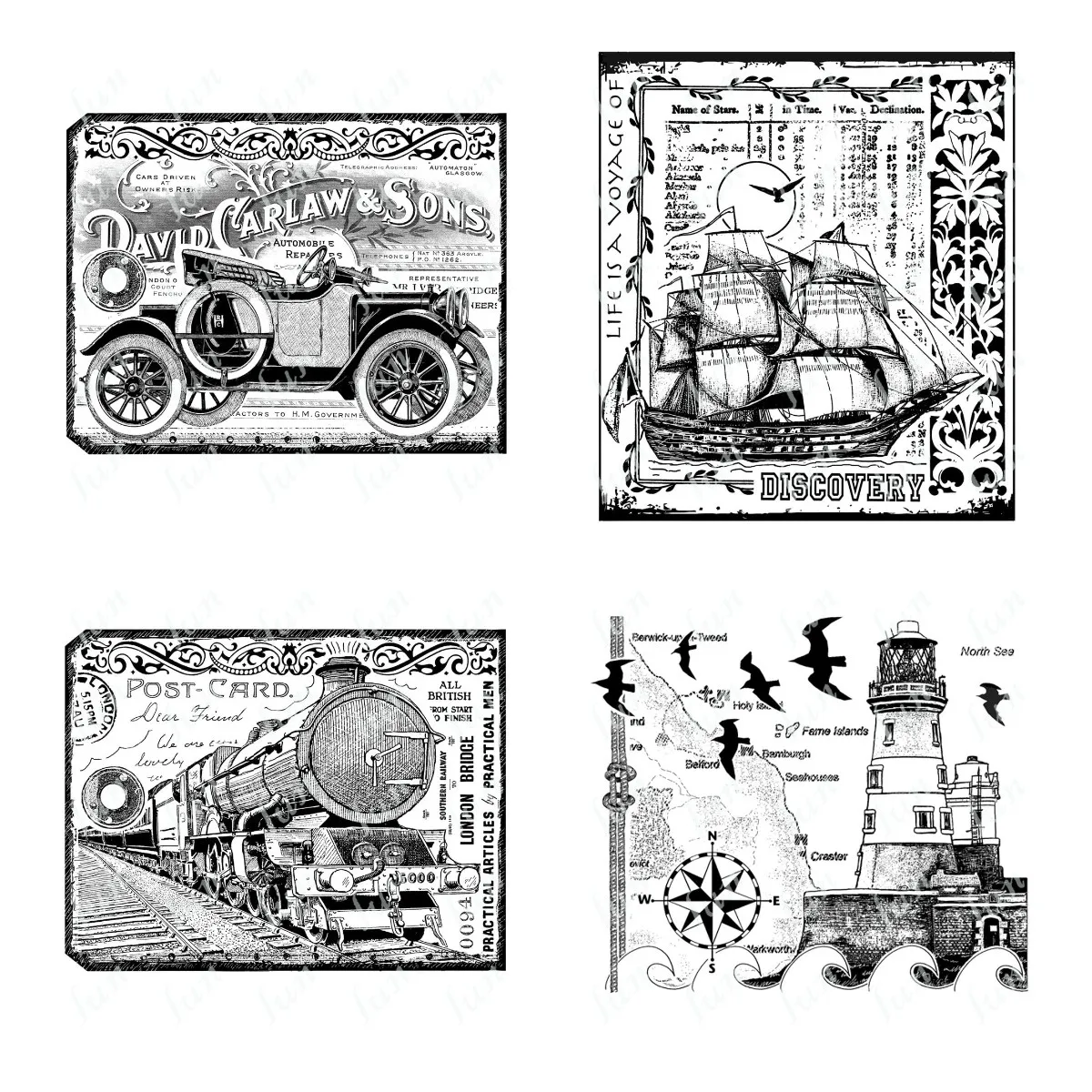 

2023 New The Card Ship Train Silicone Clear Stamps Diy Embossing Stencil Making Scrapbooking Diary Greeting Card Decoration