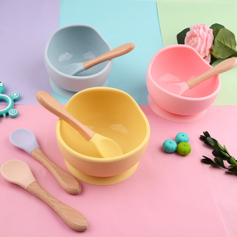 

LOFCA Baby Table Silicone Bowl Cutlery Children Learning Cutlery Sucker Food Grade BPA Non-Slip Silicone Cutlery