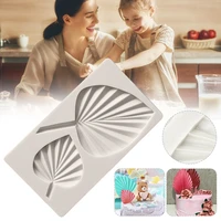 fan leaf cake topper silicone mold flower palm leaves fondant cake molds chocolate candy crafts baking tools cake decorations