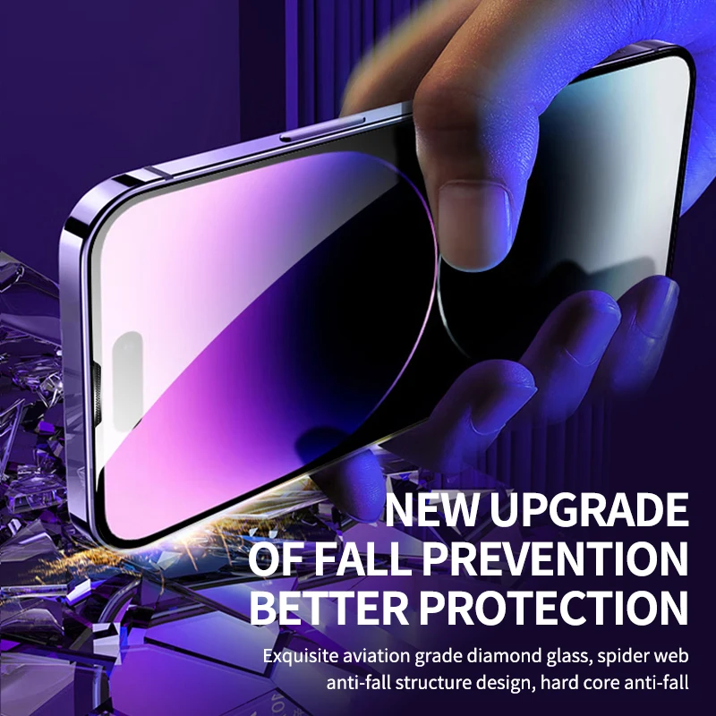 8K HD / Privacy Tempered Glass For iPhone 14 13 12 11 Pro Max X XS MAX Full Cover Screen Protector With Alignment Mounting Cover