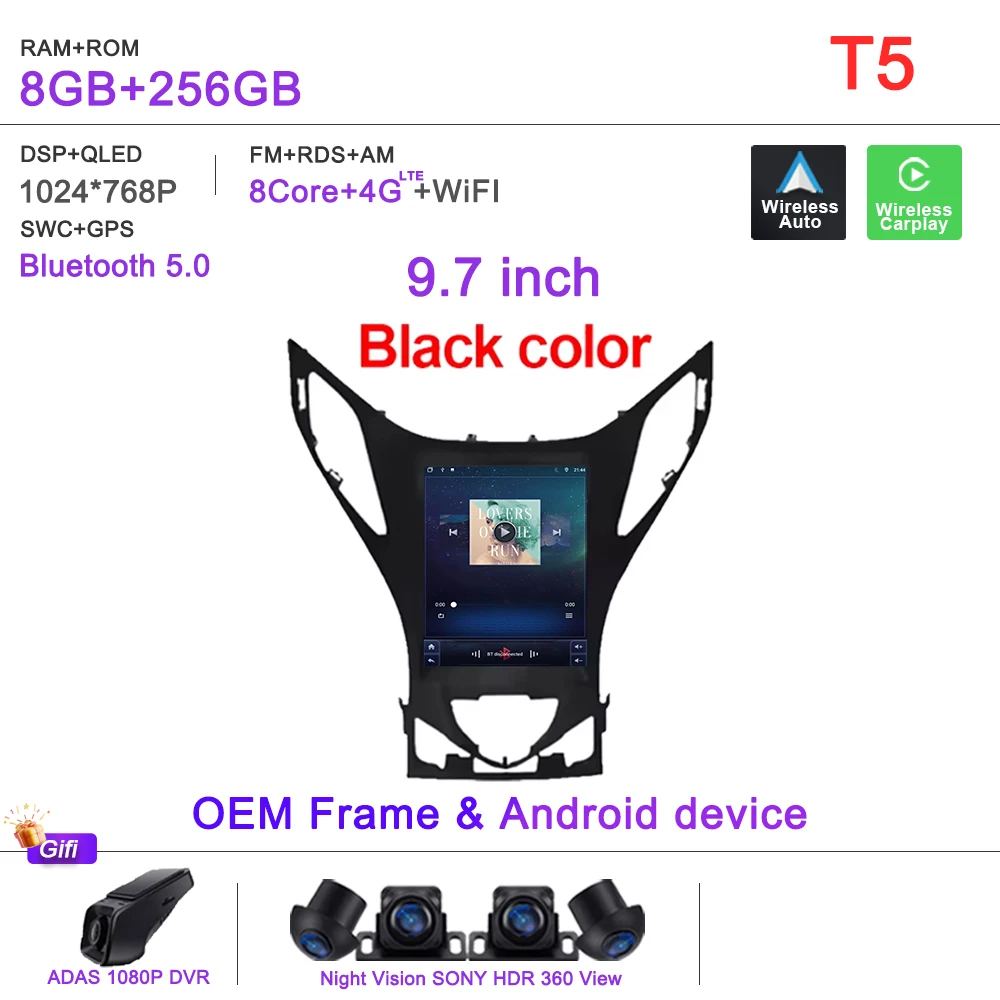 

Автомобильный DVD 9,7-дюймовый Android 15 для Hyundai Azera 2011 2012 Android Auto Мультимедийное радио Стерео Сенсорный экран Навигация GPS-плеер