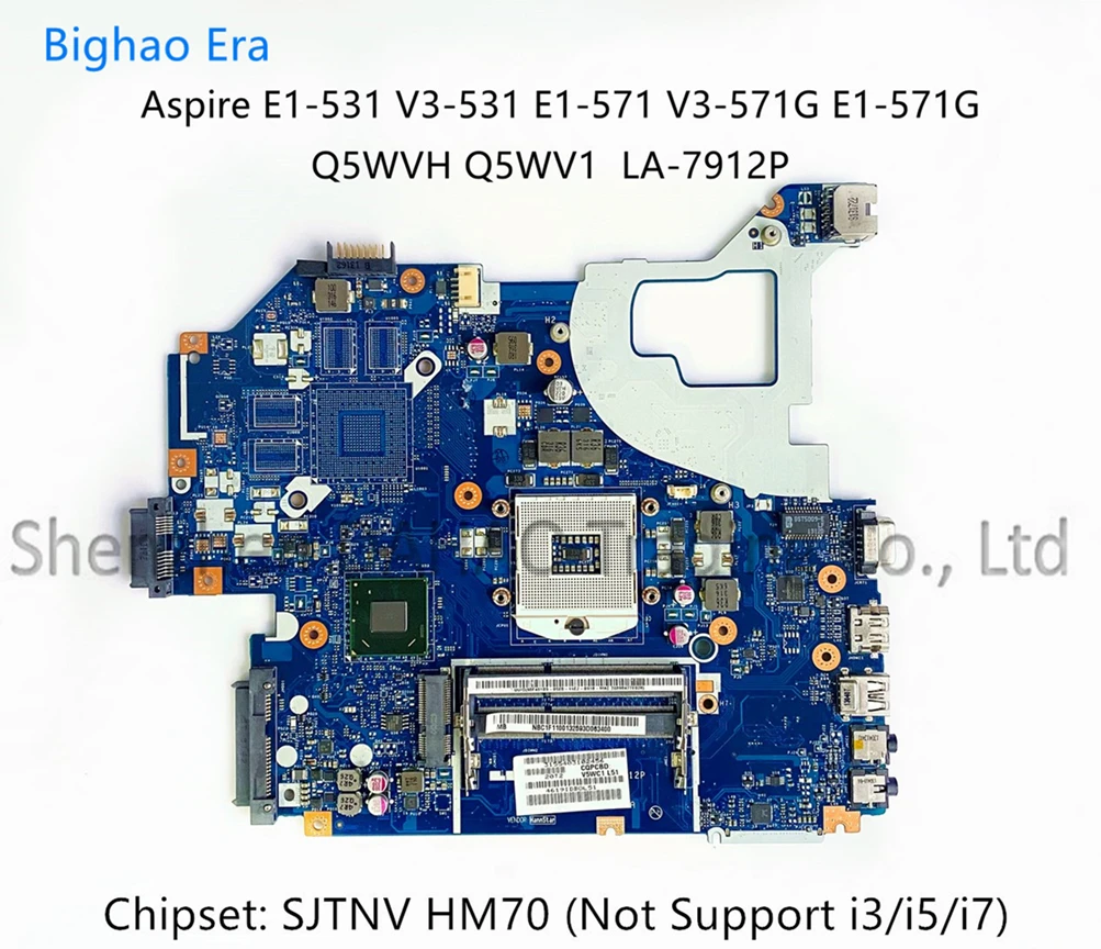 

Q5WVH Q5WV1 LA-7912P для Acer Aspire E1-571 V3-571 E1-571G материнская плата для ноутбука с SJTNV HM70 (не поддерживает i3/i5/i7) 100% Протестировано