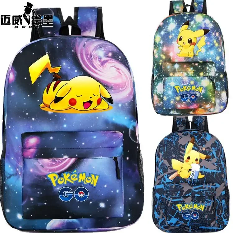 

Студенческая школьная сумка Pikachu, простой вместительный Повседневный модный ранец с мультипликационным аниме покемоном, покемоном, сумка на плечо