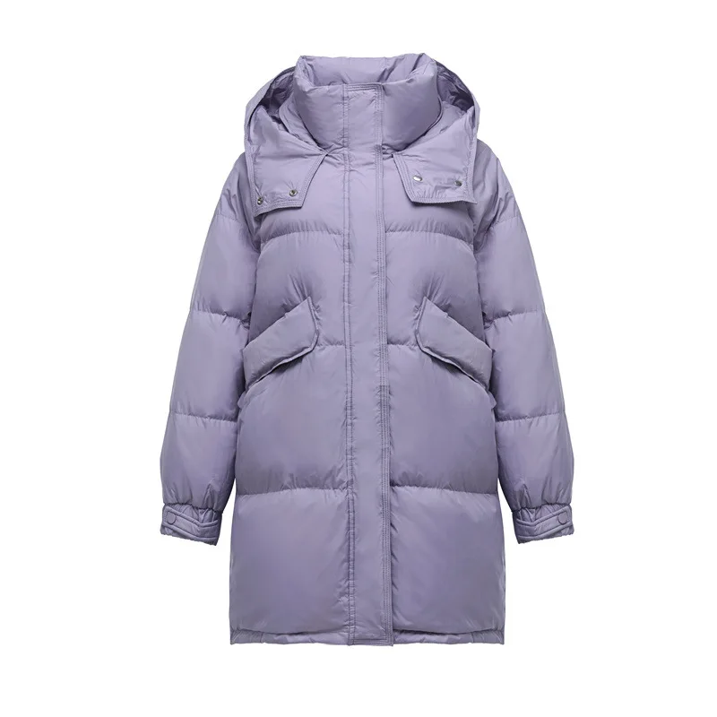 Winter new women's mid-length hooded down jacket