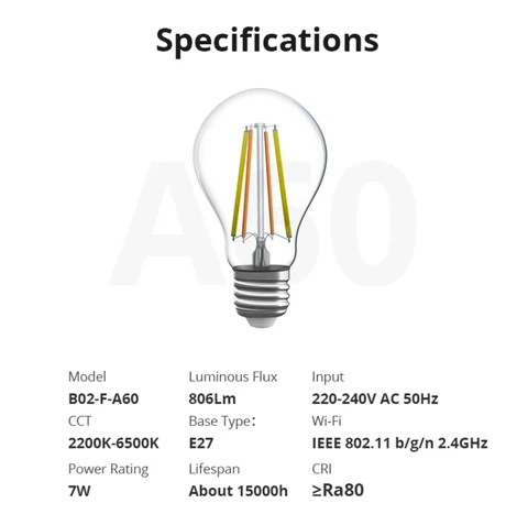 SONOFF Wifi умная лампа накаливания 7 Вт 220-240 в E27 B02F-ST64 B02-F-A60 светодиодные светильник лампы работает с Google Home Alexa