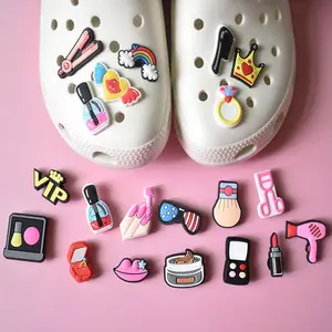 1pcs Lipstick Nail Polish Girls Croc Charms  Shoe Charms Accessories PVC Shoes Decoration Designer f
