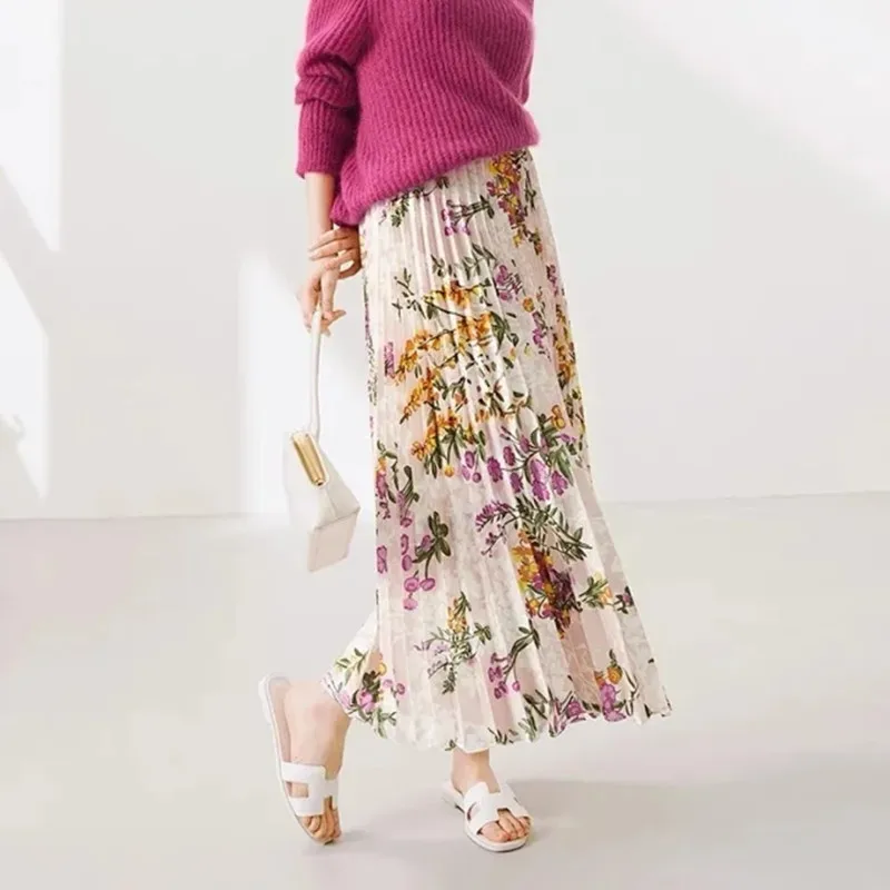 Женская Юбка-миди на молнии с цветочным принтом |