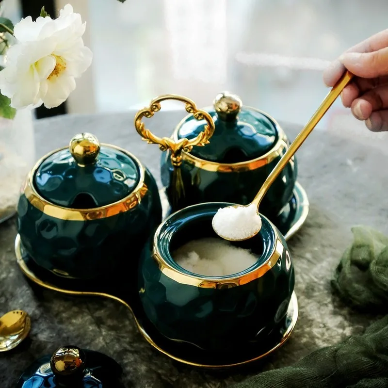 

Кухонные инструменты для специй, зеленый ящик для хранения, керамическая банка для специй, домашний кухонный набор, бутылки для приправ, мас...