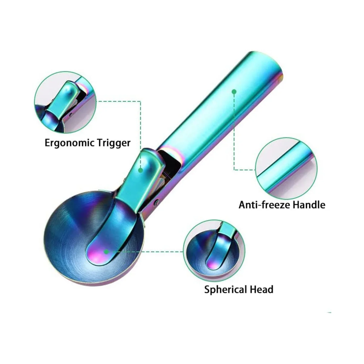 Ложка для мороженого Золотая ложка печенья из нержавеющей стали с триггером 2 шт.