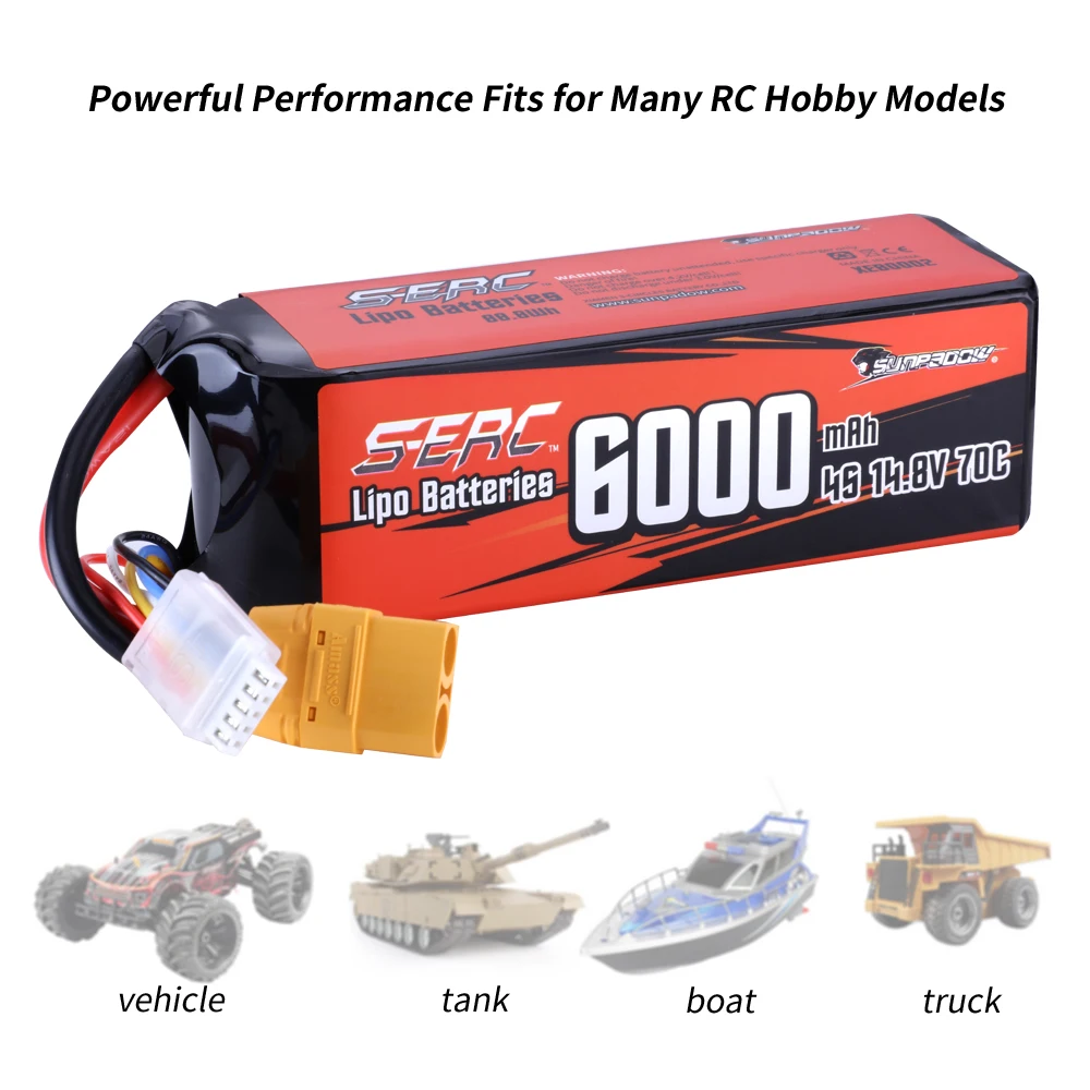 Мягкий аккумулятор SUNPADOW 4S Lipo 14 8 в 6000 мАч 70C с разъемом XT90 для радиоуправляемой