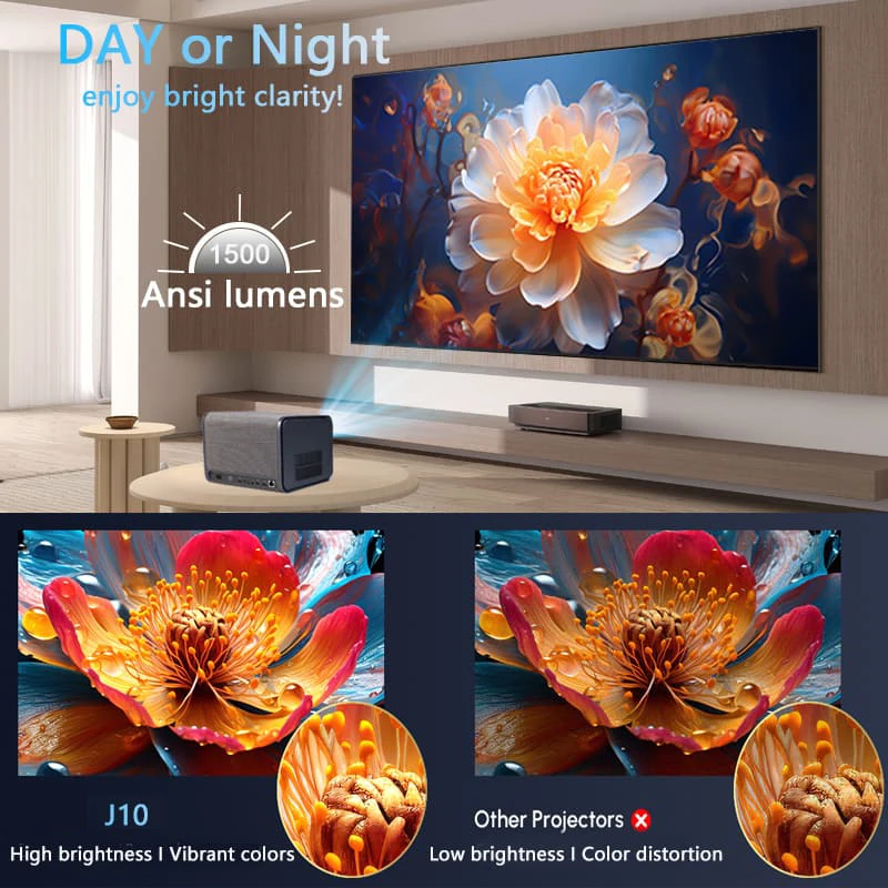Фото Портативный HD-проектор DITONG J10 с поддержкой 4K Full HD киноигр 4G 32G видео домашний кинотеатр WiFi Android Beam PK DLP проектор №4