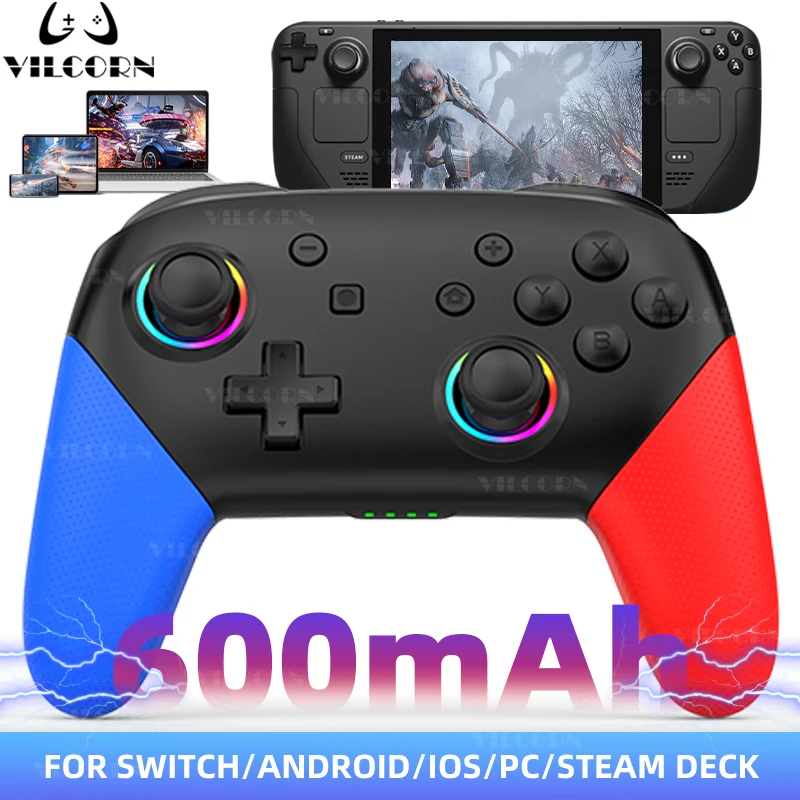 Беспроводной геймпад VILCORN S12 с RGB-подсветкой для коммутатора Nintendo интерфейс Bluetooth 2
