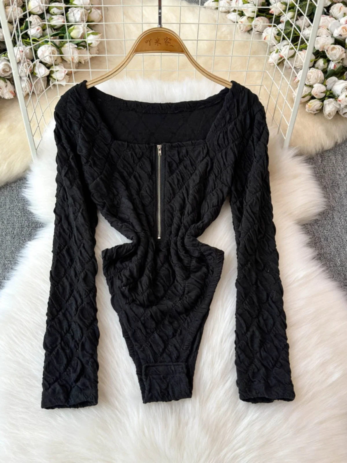 Foamlina женский осенний новый вязаный комбинезон с квадратным вырезом и