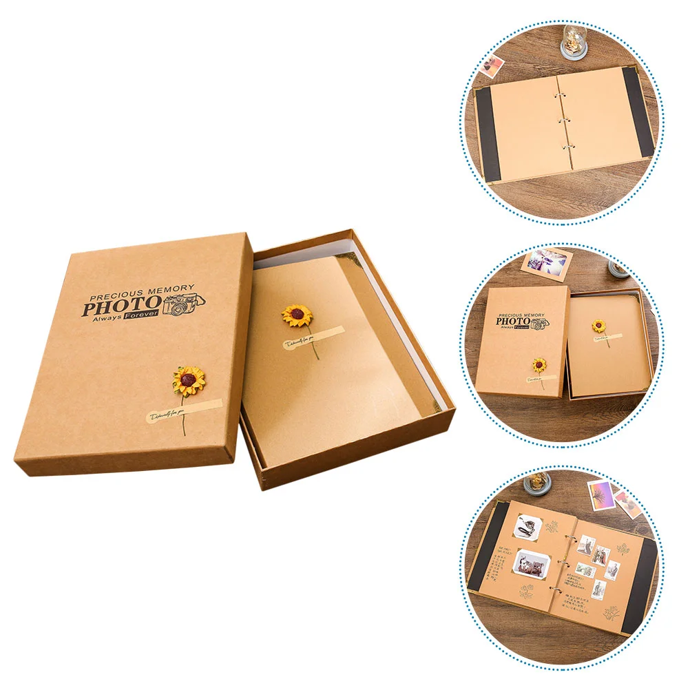 

Retro DIY Photo Album Student Scrapbook Picture Creative Kraft Paper Making Baby Blank