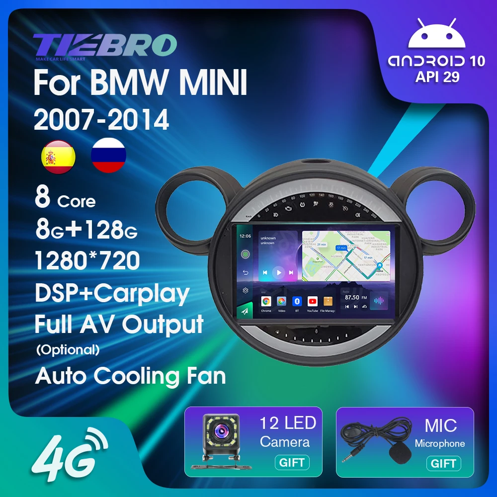

Tiebro Android Car Radio For BMW MINI COOPER R56 R60 2007-2014 2.5D IPS Multimedia Video Player Navigation GPS Auto Carplay 2Din