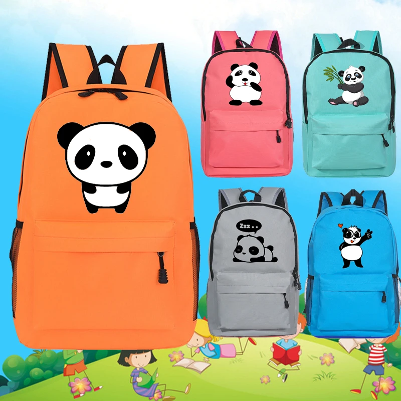 Ранцы для начальной школы, Детский рюкзак с принтом милой панды для учеников, для детского сада, кавайная школьная сумка для девочек и мальч...