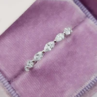 micro paved tiny oval white rhinestones ring fashion silver color brand crystal ring elegant jewelry for women