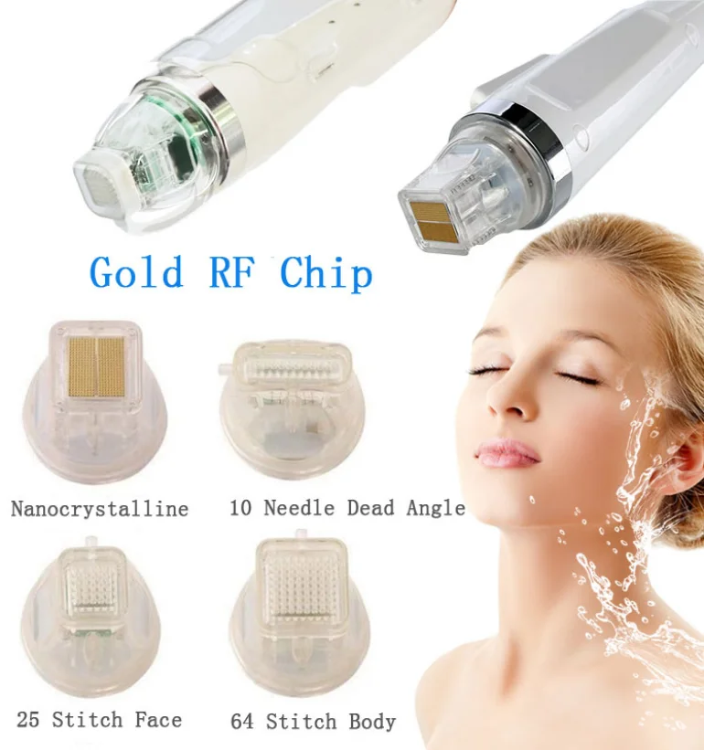 

Accessories Microneedle Fractional 10Pin 25Pin 64Pin Nano Microneedle Skin Lifting R-F 4 Tips Needle Head Gold Ca Rtridge