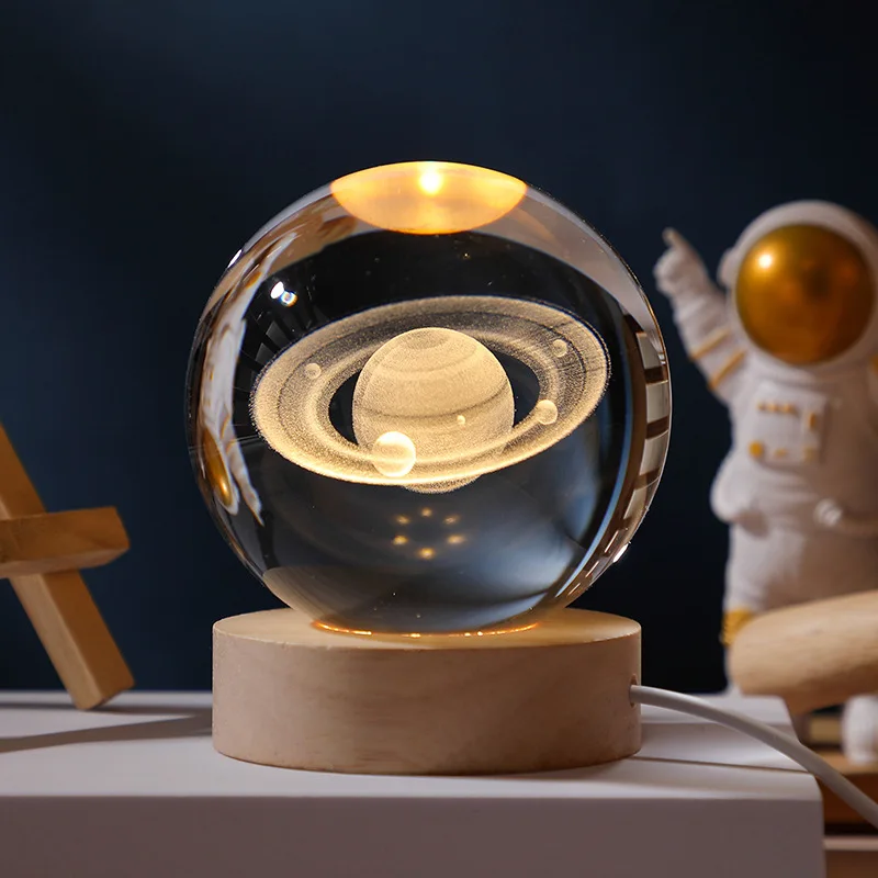 6 см 3D хрустальный шар стеклянная планета фото тёплая ночь лазерная гравировка