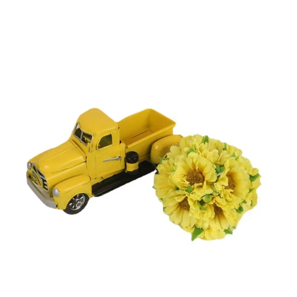 

Iron Metal Truck Accessories New Truck Yellow Vintage Truck Decoration Sunflower Holiday Decoration Truck Room
