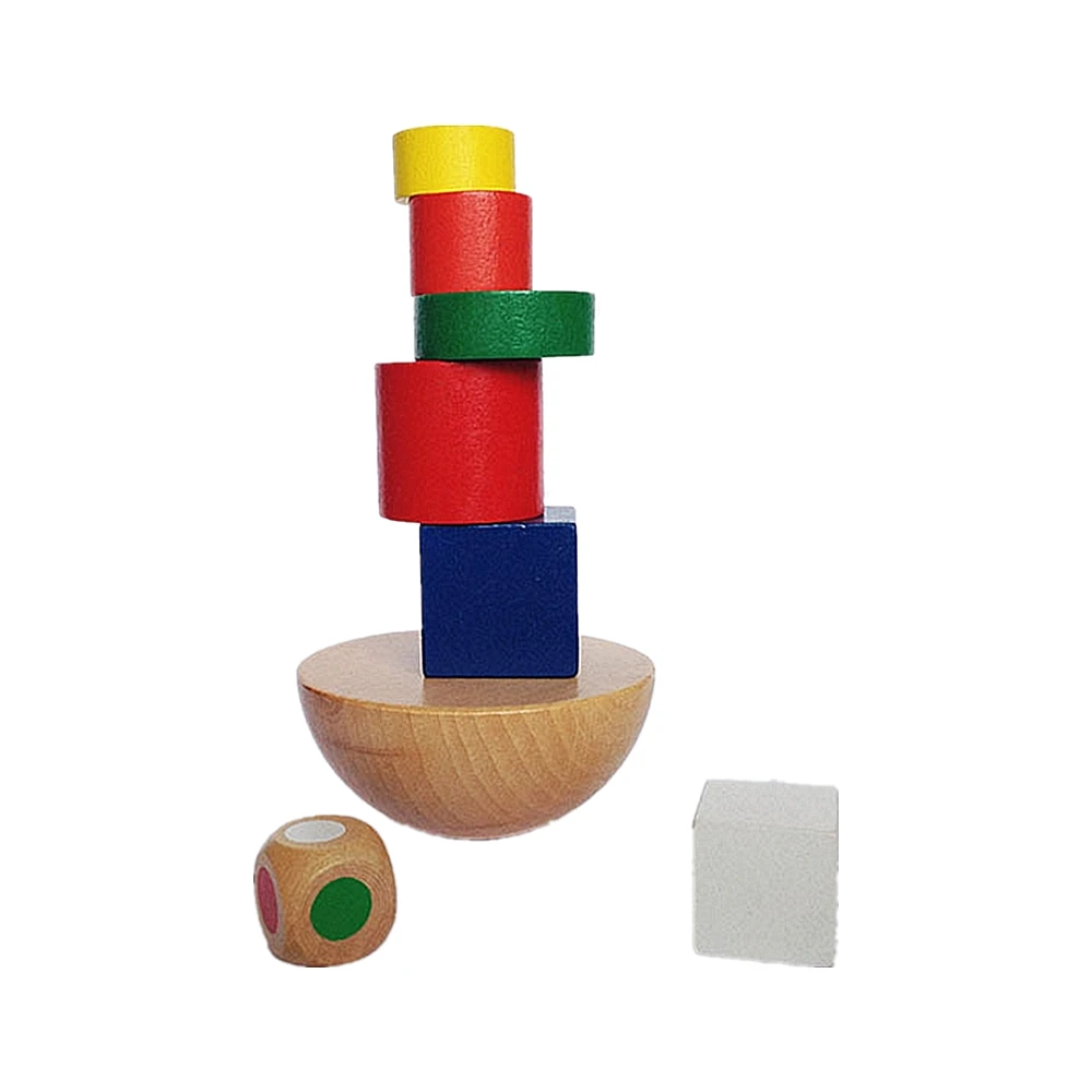 

Wooden Toys Hemispherical Blocks Balanced Game Montessori Stacking Building Blocks Toys for Aged 3 4 5 6 Kids Children