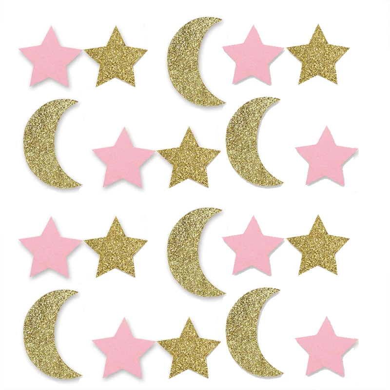 

100Pcs Star Moon Paper Confetti for Birthday Wedding Party Table Decoration Glitter Table Scatter Baby Shower Party Supplies