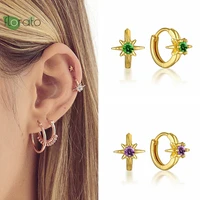 925 sterling silver needle simple octagonal star gold earring hoop fashion hoop earrings for women wedding luxury jewelry gifts