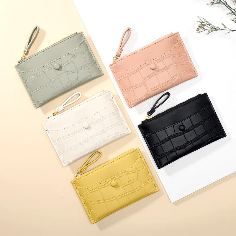 Простой и короткий женский кошелек для монет на молнии мини-сумка с несколькими