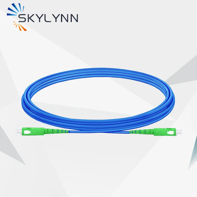 Skylynn 25 Pcs 3 Meter SC APC/UPC SM G652D Simplex 3.0mm Armored Army Optical Fiber Patch Cord Jumper Cable Blue Jacket