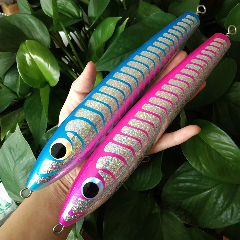 

Swolfy 2pcs 23cm 120g Topwater Big Game Pencil Wooden Stickbait Surface Trolling Lure Boat Fishing Artificial Bait Lure