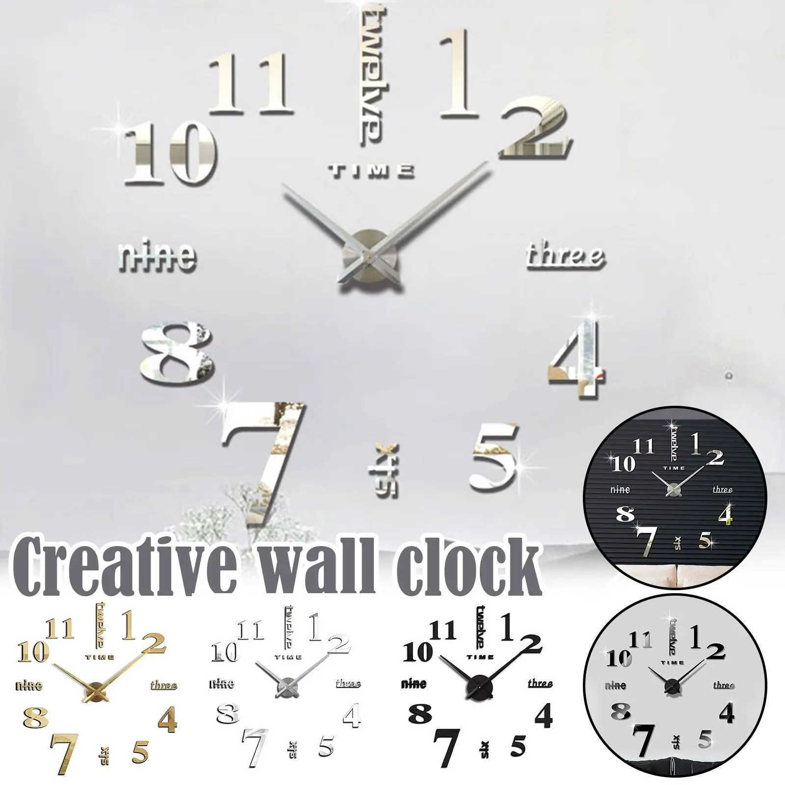 

3d Wall Clock Mirror Wall Stickers Diy Wall Quartz Needle Sticker Hot Decal Living Room Home Clocks Decor Art Remo L1i2