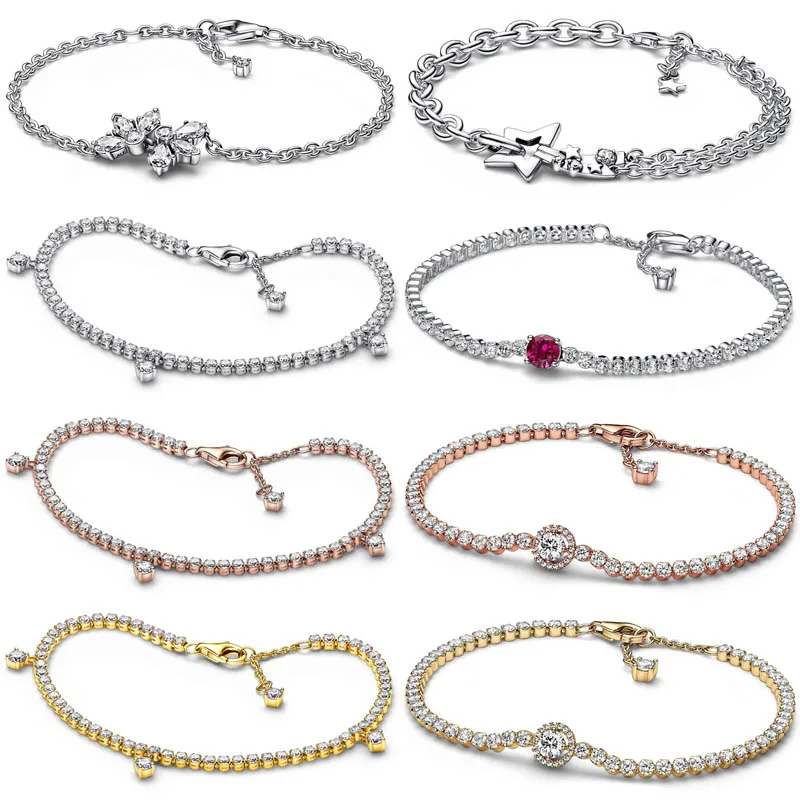 Женский браслет из серебра 925 пробы со сверкающими кристаллами - купить по