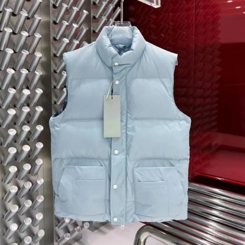 Зимняя мужская и женская безрукавка с воротником-стойкой пуховое теплое пальто