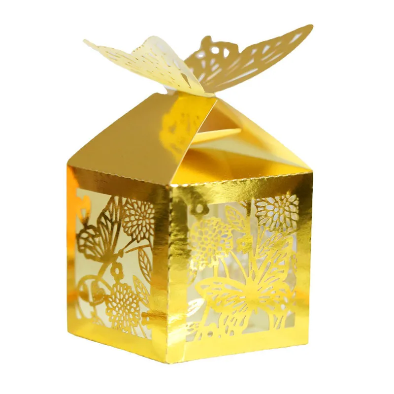 

10pcs Butterfly Flower Laser Cut Dragee Bridal Favors Gifts Box Hollow Candy Boxes with Ribbon Baby Shower Wedding Party Decor