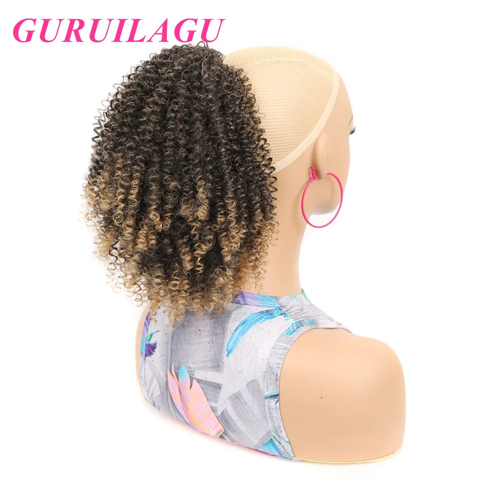 

Синтетические волосы афро кудрявый конский хвост для черной женщины кулиска конский хвост для афроамериканского наращивания волос на клипсе