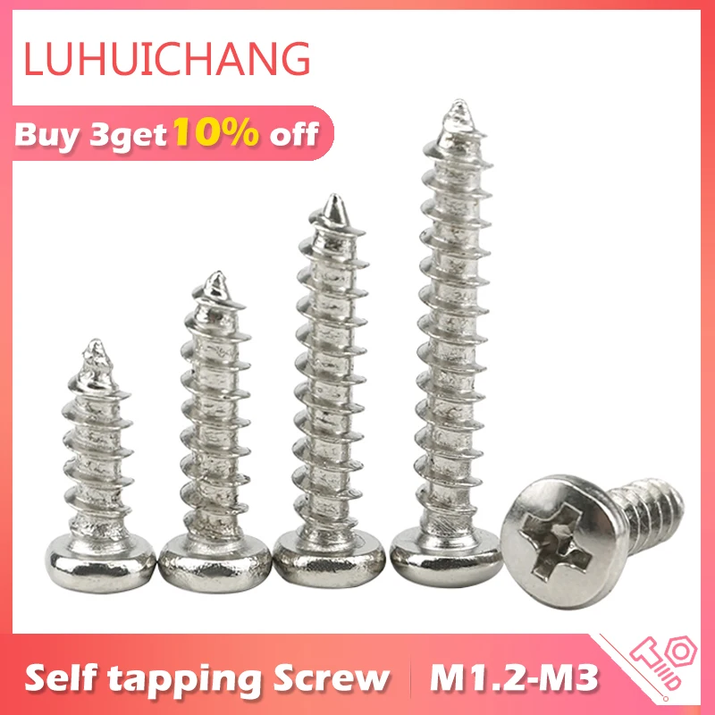 Саморезы LUCHANG Philips 1000 шт. PA никелированные микро винты M1 M1.2 M1.4 M1.7 M2 M3 компьютерный