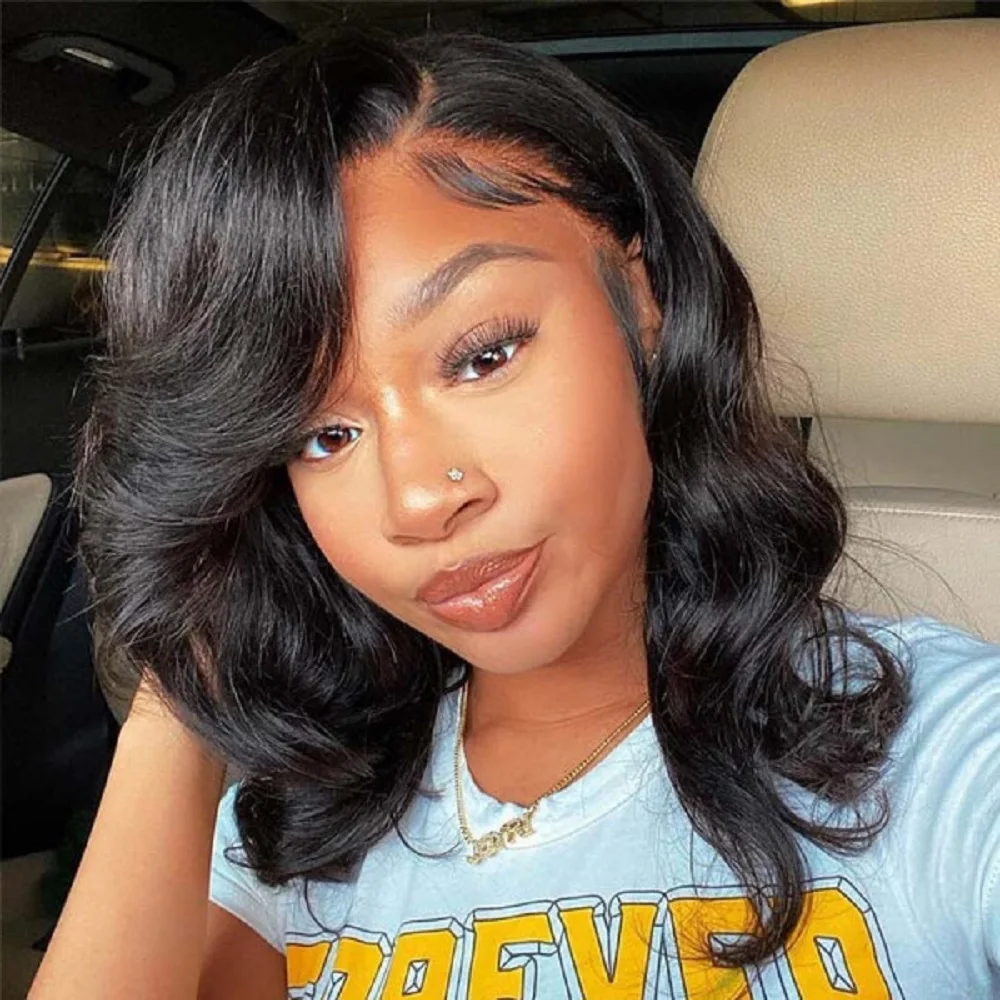 Lace Front Human Hair Wigs 4x4x1 Closure Lace Front Wigs Body Wave Short Bob Wigs  Lace Frontal Wigs Brazilian Remy 150% Density