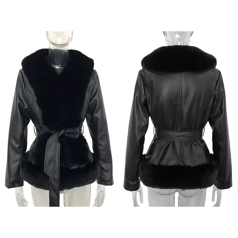 2022 Autumn Winter Women Vintage Warm Thick Green Faux Leather Padded Vest Jackets Female Street Black PU Sleeveless Waistcoats