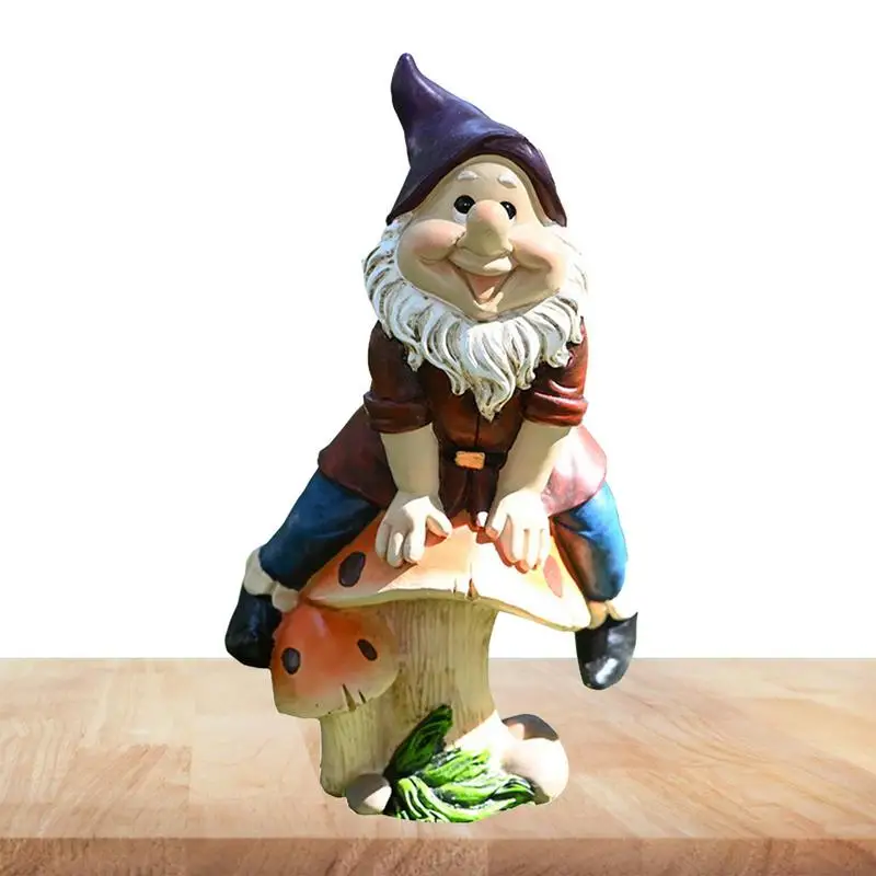 

Garden Gnomes Statues For Yard Decor Outdoor Decor Polyresin Gnome Sit On Mushroom Weatherproof Resin Gnomes Garden Decorations