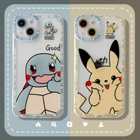 bandai cartoon anime pokemon pikachu squirtle transparent soft silicone phone case for iphone 11 12 13 pro xs max x xr cover