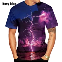 new summer short sleeve fashion mens 3d lightning printing short sleeve t shirt