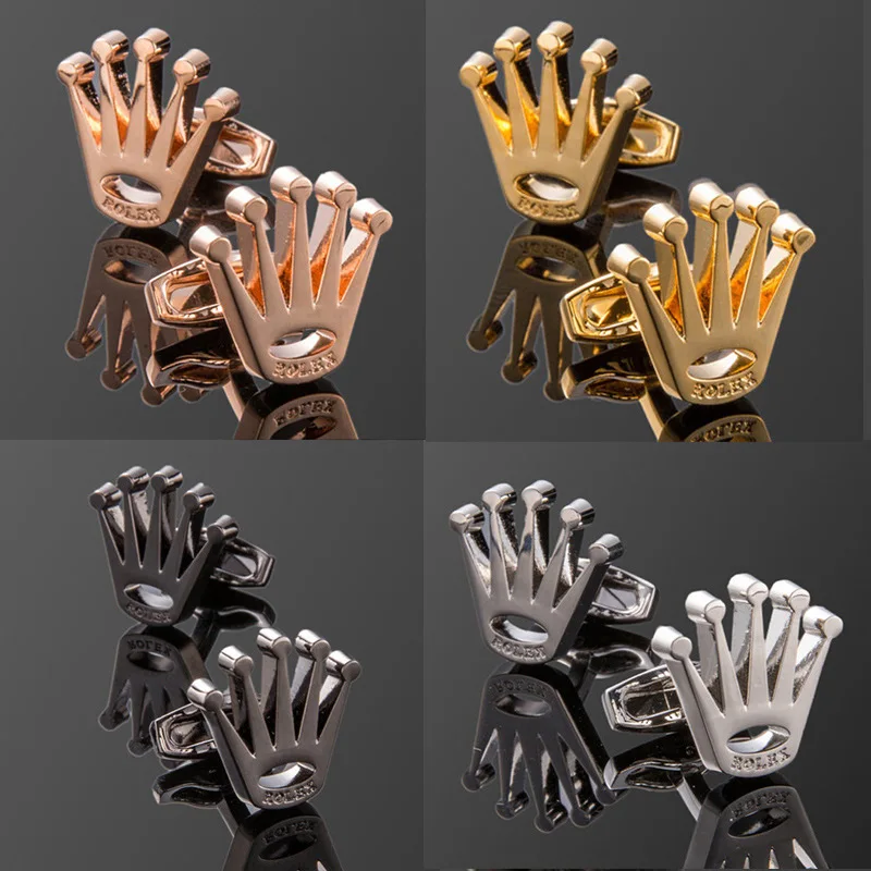 

Luxury Shirt Cufflinks Men's Vola Cuffs Imperial Crown French Gold Buttons Custom Wedding Bridegroom Suit Sleeve Male Jewelry