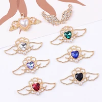 10pc baroque style angel wings crystal charms heart pendant diy handmade craft necklace earrings jewelry material accessories