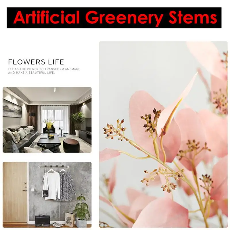 

Artificial Eucalyptus Leaves Silk Plants Floral For Home Party Wedding Evening Party Decoration