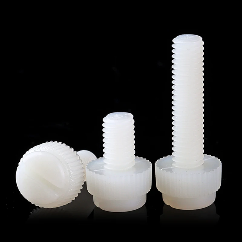 

10/20/50 шт. M3 M4 M5 M6 M8 белый черный пластиковый винт с накаткой акриловый прозрачный нейлон PA66 винт с прорезями без инструментов